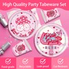 168Pcs Pink Pony Club Disposable Tableware Set Include Pink Paper
