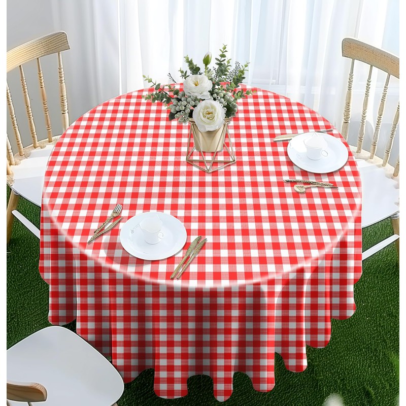 SietDESEO 2 Pack Red Gingham Tablecloth Round 84 x 84