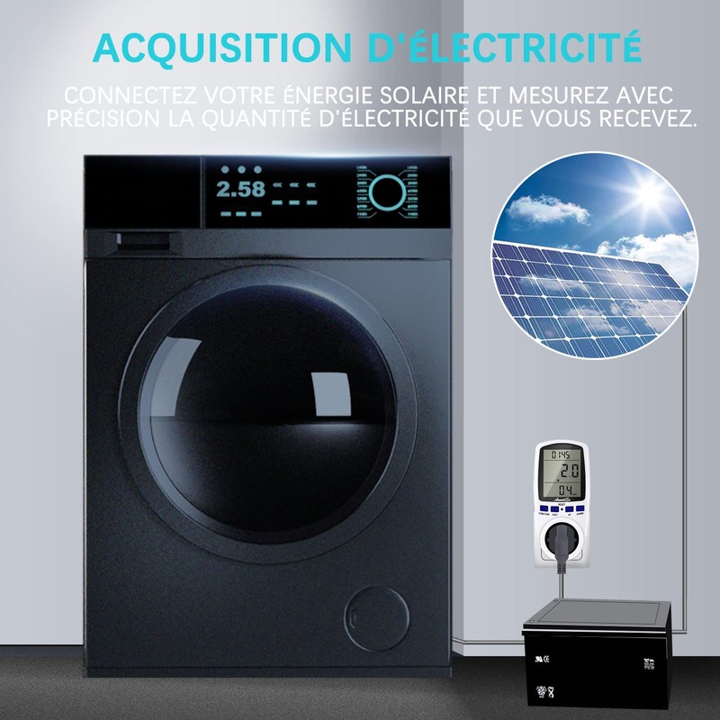 Awootsv Electricity Meter, Electricity Meter, Wattmeter, Socket for Energy Saving,