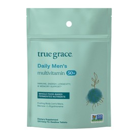 True Grace Daily Men’s Multivitamin 50+ - 120 Easy-to-Swallow Tablets - Immune, Energy, Longevity & Memory Support - Gluten Free, Soy Free, Vegan - 60 Servings