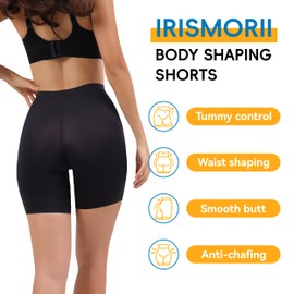 IRISMORII 2 Pack Women’s Boy Shorts Panties Seamless Support Slip Shorts Lightweight Firm Tummy Control (2 Black, M)