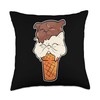 Poodle and Cat Ice Cream Shop Owner Throw Pillow