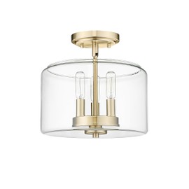 ML Lighting | Asheville Collection | 46923-MG | Metal 3-Light Semi-Flush in Modern Gold with Clear Glass Shade | for Compact Spaces Close to Ceiling | Modern Design with an Heirloom Quality