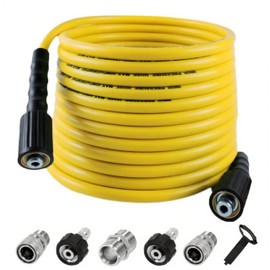 LycorTrade Pressure Washer Hose 100FT for Power Washer, 4200 PSI Kink Resistant Pressure Washing Extension Hose, 1/4" Power Washer Hose Replacement (M22-14mm) with 3/8" Quick Connector, Yellow