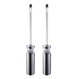 HARFINGTON 2pcs Magnetic Slotted Screwdriver 5x100mm Rod 5.5mm Carbon Steel Flat Head Screw Driver with Non-slip Handle for Appliances Repair Improvement, Black