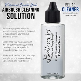 Belloccio 4 Ounce Makeup Airbrush Cleaner - Fast Acting Cleaning Solution, Quickly Flushes Out Makeup Foundation, Blush, Highlighter