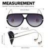 SODQW Oversized Aviator Sunglasses with Earring for Women Fashion Designer