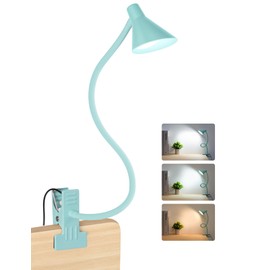 LiFMIRA Reading Light for Bed, Clip-on Desk Lamp with Flexible Neck, 3 Color Modes & 10 Dimmable Brightness, Teal