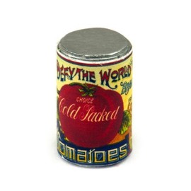 MyTinyWorld 2 x Dolls House Miniature Defy The World Tomatoes Can (1890s)