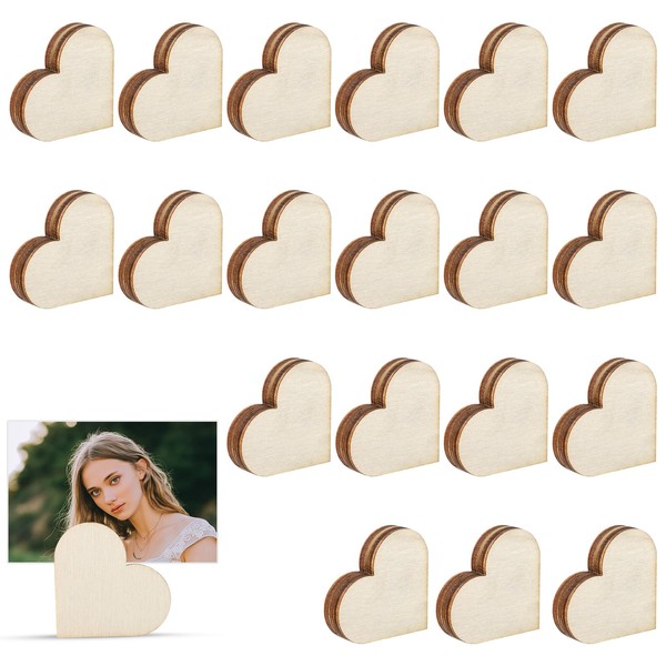 BOXOB 20pcs Wooden Heart Shaped Photo Stands, Wood Table Number