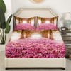 Trees Bedding Sheet Pink Floral Flowers For Kids Garden Fitted
