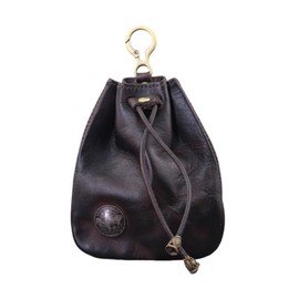HIZEFSOO Genuine Leather - Drawstring Pouch Leather Coin Purse Pouch Keychain Mini Vintage Jewelry Key Dice Personality Change Coin Purse Pouch Bag Organizer for Men & Women, Coffee, Vintage