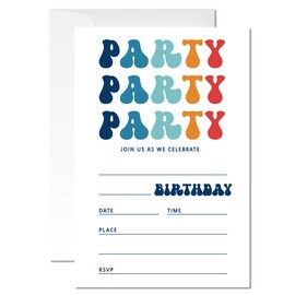 ZYQFN 20 Birthday Cards with Envelopes (4"x6") - Birthday Invitations for Boys Girls Adult Kids - Simple Colorful Birthday Party Invites. (016)