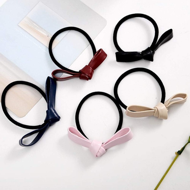 6Pcs Modern Simple Bow Hair Band Elastic Bows Ponytail Holder