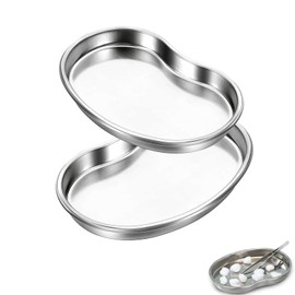 2 PCS Kidney Dish, Stainless Steel Kidney Tray, Small Instrument Tray, Dish Tray, Reusable Kidney Practical Tray Curved Instrument Tray for Tattoo Instrument Supplies
