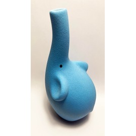 Stylish Blue Elephant Trunk Textured Ceramic 6 Inch High Bud Vase