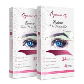 Beauty7 Wax Strips Hair Removal for Eyebrow Wax Strips Trim Brow Shape Eyebrow Wax Strips For All Skin Types Long Lasting Eyebrow Hair Removal Wax Strips Facial Hair Removal 24 Strips(Pack of 2)