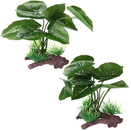 BEGONDIS 2Pcs Reptile Artificial Plants, Terrarium Plants Decorations, Aquarium Fish Tank Plant, Amphibian Habitat Hideout (Style-1)
