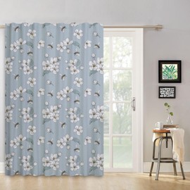 ggaimwf Curtain Flowers Nature Floral Blossom Bee Rustic Botanical Print Blue Window Treatment Rod Pocket Curtains for Bedroom Garden Country Cottage Curtains Tape Top 117x183cm 1 Panel