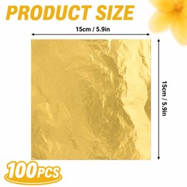 100 PCS Gold Candy Wrappers, 6 x 6 Inch Aluminum Foil Wrapping Paper for Candy, Chocolate and DIY Party Treats, Foil Sheets for Wedding, Birthday, Christmas and Party Favor Packaging