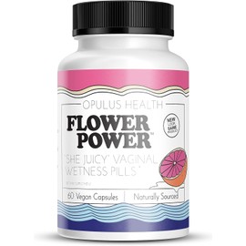 Flower Power ‘She Juicy’ Supplement for Vaginal Health | Slippery Elm Bark | Feminine Care for Women - Made in USA - 60 ct Vegan