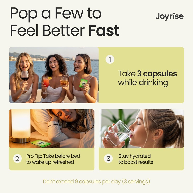 Joyrise® Post Drinking Aid (3-Pack) (3 Single-Serving Packets) (9 Capsules)