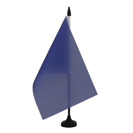 AZ FLAG - Plain Navy Blue Table Flag 21 x 14 cm - Small Blue Colour Flag for Desk 100% Polyester with 25 cm Flag Pole and Black Plastic Base