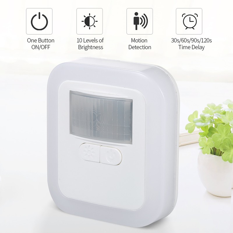 LED Plug-in Motion Sensor Light Wall Night Lamp with Brightness