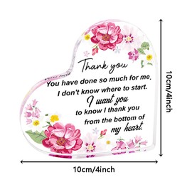 4”X 4”X 0.6” Thank You Gifts Heart Shape Acrylic Office Keepsake Paperweight Work Gift for Women Men Retirement Leader Mentor Farewell Teacher Ornaments Plaque Nurse Appreciation Girl Birthday