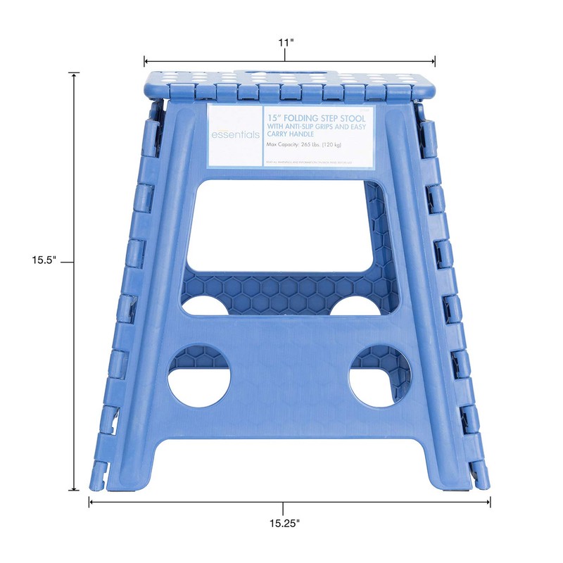 Essentials 21048 15-Inch Folding Step Stool, Wide Folding Step Stool,