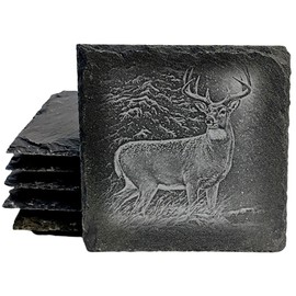 Deer Wildlife (4 images) Set #1 Coasters - Square Slate - set of 4