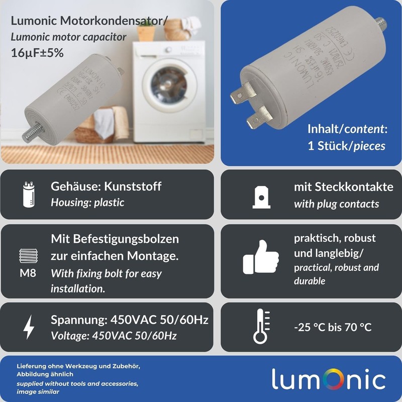 Lumonic Starting Capacitor with Plug 6.3 x 0.8 mm I