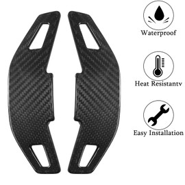 BLAKAYA Compatible with Ford Mustang 2024 Real Carbon Fiber Steering Wheel Shift Paddle Extended Cover Trims Accessories (Black 2PCS)