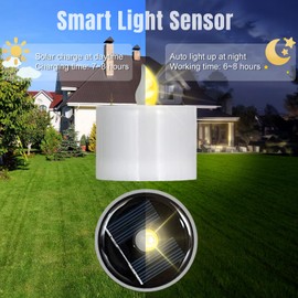 Yakpo 6 Pack Warm White Solar Powered Outdoor Waterproof LED Tea Lights, Rechargeable Flameless Flickering Solar Tealights Battery Operated, Flicker LED Votive Candles for Garden Lantern Decorations