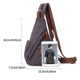 KL928 Canvas Sling Bag Backpack Women and Men - Shoulder Backpack Shoulder Bag Crossbag Adjustable Shoulder Strap Perfect for Outdoor Sports, Hiking, Cycling, Mountaineering, Travel 6881