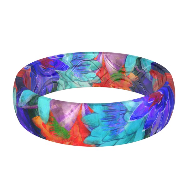 ThunderFit Alianzas de boda de silicona para mujer, diseño estampado