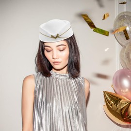 ibasenice Musical Hostess Women Pill Fascinator Stewardess Airplane Hats White Uniform Decor Womens Base Accessory Band Accessories Teardrop Vintage Costume Performance for Props Cap Flight