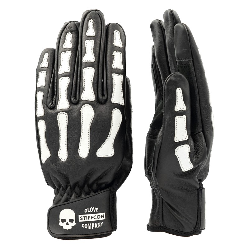 HELL PATROL BLACK_Stiffcon Genuine Leather Motorcycle Gloves Hell Patrol Black