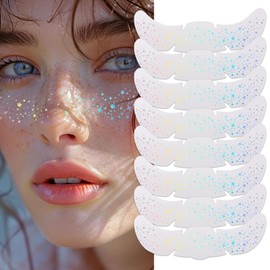 Auiremrti Pack of 8 Holographic Multicoloured Makeup Patches for the Face, Glittering Freckle Face Tattoos, Waterproof Festival Freckles, Makeup Patches for Christmas