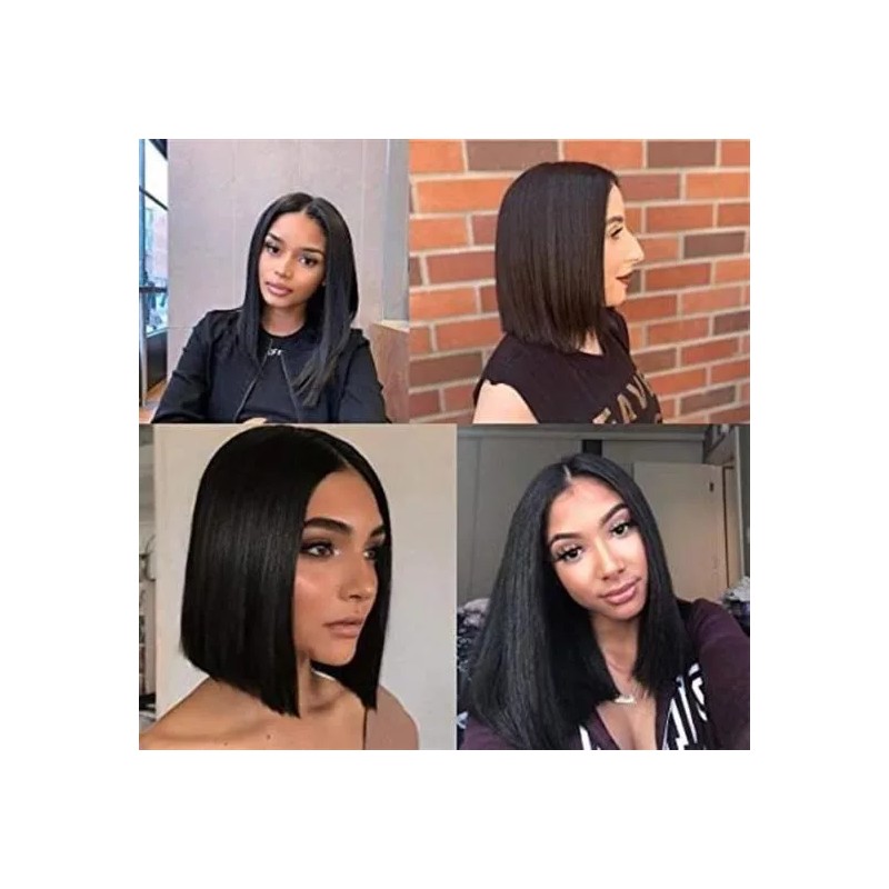 Jorla Peluca Cabello Lacia Negra Bob Mujer Fibra Natural Moderna