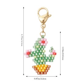 COGCHARGER 1 x Bag Pendant Key Ring Purse Accessories Pendant Cute Glass Beads Pendant for Women Handbag DIY Accessories, Cactus