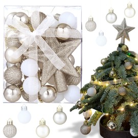 LIHAO Christmas Ornaments Balls, Set of 30, 1.2 inches (3 cm), Nordic Christmas Balls, Christmas Tree, Ornaments, Decoration, Fashionable, Christmas Ornaments, Ornaments, Decoration, Decoration, Decoration, Luxurious, Gold