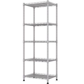 REGILLER 5-Wire Shelving Metal Storage Rack Adjustable Shelves,Standing Storage Shelf Units for Laundry Bathroom Kitchen Pantry Closet(Silver,11.8" D x 16.6" W x 53.5" H)