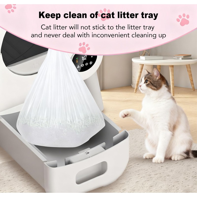 Jiyocy 120-Pack Cat Liner Replacement Bags, Heavy-Duty Drawstring Litter Box