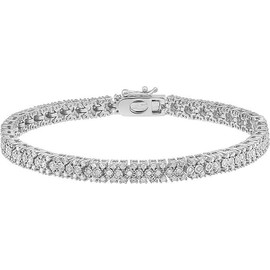 Unique Designs 1.00 CTTW, 925 Sterling Silver Diamond Tennies Link Bracelet for Women