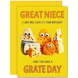 Great Niece Cheesy Birthday Card - Large A5 Size - Cheese Funny Birthday Cards for Great Niece