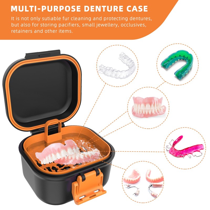 ARGOMAX Leak Proof Denture Bath Cup, Portable Soaking Denture Box,