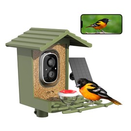 cbeyook Smart Bird Feeder Camera with AI Species Identifier | Solar Powered, 2.5K HD Video, Motion Alerts - Outdoor Garden & Birdwatching Gift