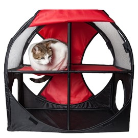 Pet Life ® Kitty-Play Obstacle Travel Collapsible Soft Folding Pet Cat House