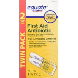 Equate Triple Antibiotic First Aid Ointment, 1 Ounce (Pack of 2) (Compare to Neosporin Active Ingredients) Twin Pack